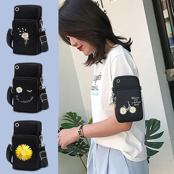 Женская сумка для мобильного телефона, уличный кошелек, мини-спортивная сумка Huawei / Apple Iphone 8 Plus с принтом маргаритки, универсальный чехол-книжка