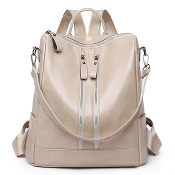 Женский рюкзак из Мягкой Кожи в стиле Ретро, противоугонный рюкзак Большой Емкости, Повседневный Дизайнерский рюкзак Для Путешествий, Школьная сумка Для Девочек