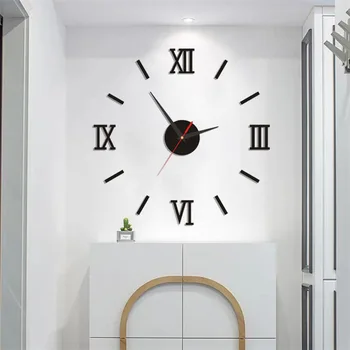Простые люминесцентные часы для гостиной Бесшумные настенные часы DIY с перфорированной декоративной наклейкой на стену