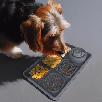 Посуда для домашних животных Силикагель Посуда для еды домашних животных Коврик для Слоуп-фуда для собак Салфетка для кормушки для собак Принадлежности для собак на присоске 강아지