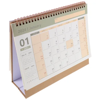 Настольный календарь на 2024 год, Бумажный Маленький Стационарный Флип, Декоративное украшение офисного рабочего стола