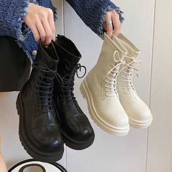 Ботинки, женские низкие ботинки, роскошные дизайнерские ботинки на шнуровке-Женская мода на щиколотки, женская резина 2023 года, квадратный носок на шнуровке