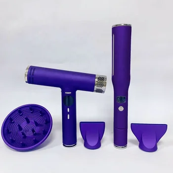 Набор высококачественных инструментов для укладки волос Фиолетовые выпрямители для волос и щипцы для завивки яиц с фенами BLDC