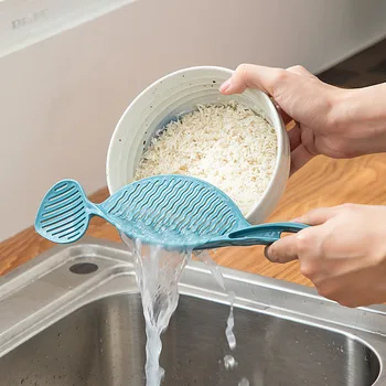 Многофункциональный совок для риса, сито для риса, сливное устройство для бытовой уборки, Рисовая щетка, рисовая палочка, практичные принадлежности для мытья, Кухонные инструменты