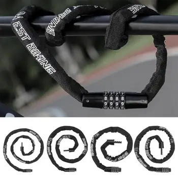 Замок велосипедной цепи четырехзначный удлиненный универсальный противоугонный велосипед из цинкового сплава MTB с цифровым кодовым замком для велосипедов
