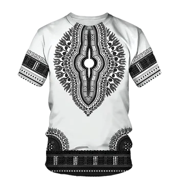 Мужская футболка большого размера, трендовая уличная мода, винтажная футболка с круглым вырезом и 3D-принтом, повседневный топ в этническом стиле