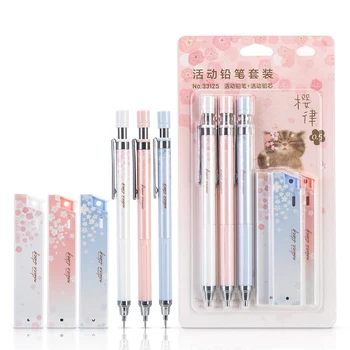 Набор Механических карандашей Cherry Sakura Симпатичный Автоматический карандаш с заправкой 0,5 мм, Нажимные ручки для школьных канцелярских принадлежностей, Канцелярские принадлежности