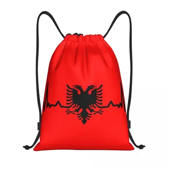 Heartbeat Флаг Албании Сумки для рюкзаков на шнурке Легкий Албанский Орел Шкипонья Спортивный рюкзак для тренажерного зала Мешки для тренировок
