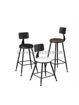 Железный барный стул, современный черный высокий стул, простой бытовой высокий стул, высокий стул со спинкой для бара