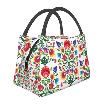 Польская народная цветочная изолированная сумка для ланча Poland Flowers Art Cooler, термобокс для Бенто для женщин, Детские сумки для пикника
