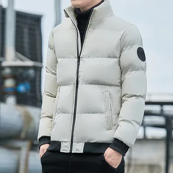 2023 Новая мужская верхняя одежда, зимнее пуховое пальто со стоячим воротником, мужская утолщенная и теплая однотонная куртка, Модный Уличный стиль