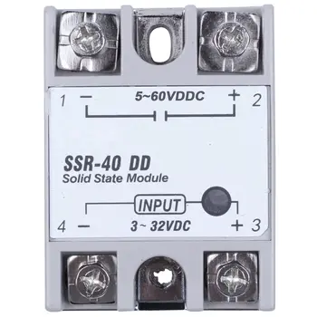Однофазное твердотельное реле постоянного тока SSR-40DD 40A DC3-32V DC5-60V Белый + серебристый
