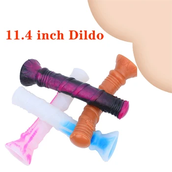 Фаллоимитатор с анальной пробкой 11,4 дюйма, мягкая силиконовая присоска, толстый длинный пенис, вагинальный расширитель, секс-игрушки для взрослых, мужская мастурбация