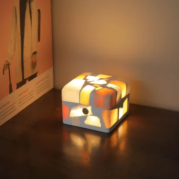 Соляная лампа Rubik's cube, руда, ночник, зарядка, сенсорное затемнение, романтическая прикроватная атмосфера в спальне, креативная подарочная лампа.