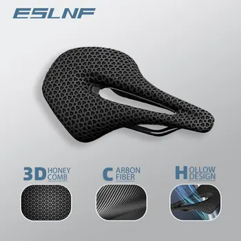 ESLNF Велосипедное Седло с 3D-печатью из углеродного волокна Сверхлегкий Полый Удобный Дышащий MTB Горный Шоссейный Велосипед Велосипедные Сиденья