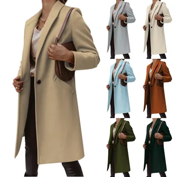 Женское тонкое пальто из искусственной шерсти, тренч, женское тонкое длинное пальто, верхняя одежда