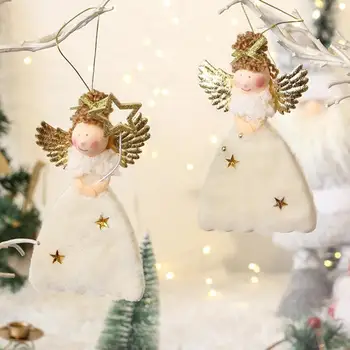 Рождественская подвеска Очаровательная мини-кукла-ангел, украшения для рождественской елки с крыльями на шнурках, восхитительный праздничный декор на 3 года
