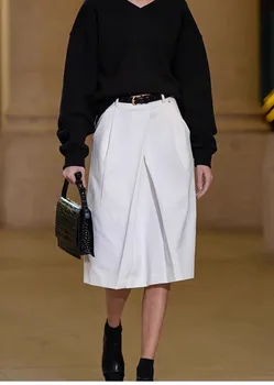 2023 Весна/лето, Корея, однотонная повседневная юбка миди для женщин, модные универсальные плиссированные длинные юбки