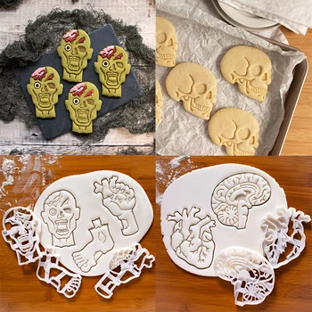 Набор формочек для печенья на Хэллоуин с изображением черепа Тыквы и ведьмы, форма для вырезания печенья, инструменты и аксессуары для торта, принадлежности для вечеринки на Хэллоуин