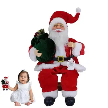Фигурки сидящего Санта-Клауса, 13,8-дюймовая праздничная плюшевая кукла, украшение, сезонная плюшевая игрушка, Традиционный Рождественский орнамент