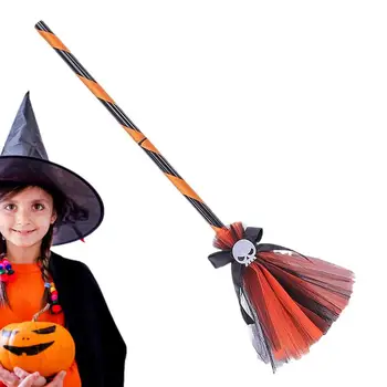 Костюм Ведьмы для девочек, маскарадный костюм, шляпа, метла для ведьмы, аксессуары для косплея, аксессуары для ведьм для детей 3-12 лет на Хэллоуин