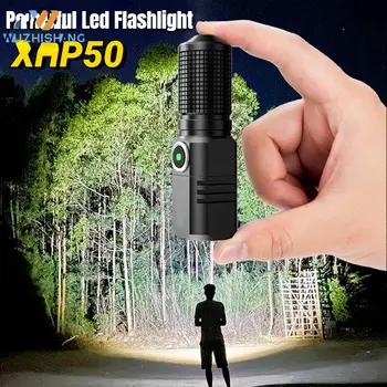 Мощный светодиодный фонарик XHP50 LED USB C Перезаряжаемый мини фонарик с батареей 16340 18650 Можно закрыть одним щелчком мыши
