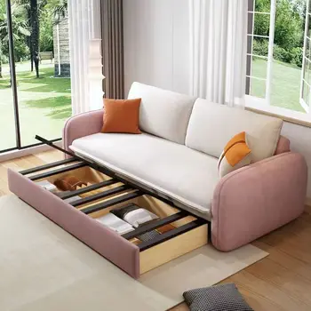 Флисовый диван-кровать Anx Двойного назначения, многофункциональный Складной Двухместный Небольшой бытовой Телескопический двухтактный Съемный