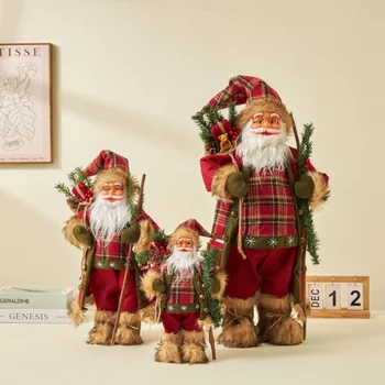 60 см Большие Куклы Санта Клауса Рождественские Подвески 2023 Веселая Рождественская Елка Декор для дома Дети Naviidad Подарки Noel Подарки Natal