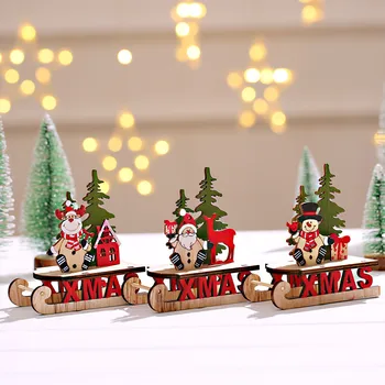 Принадлежности для рождественских украшений Деревянные сани своими руками, лыжи, мультяшные украшения для рабочего стола пожилых людей, Детские подарки, Маленькие подарки