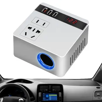 Автомобильный инвертор с 12 В 24 В до 220 В Автоматический автомобильный преобразователь Источник питания Адаптер инвертора USB Зарядное устройство Быстрая зарядка Автомобильный аксессуар