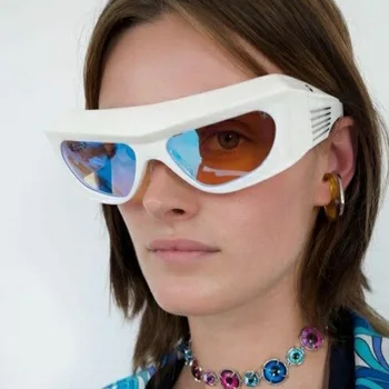 2023 Новые солнцезащитные очки большого размера, преувеличенные прямоугольные Солнцезащитные очки в толстой оправе, Женский тренд, Крутые очки вогнутой формы, мужские