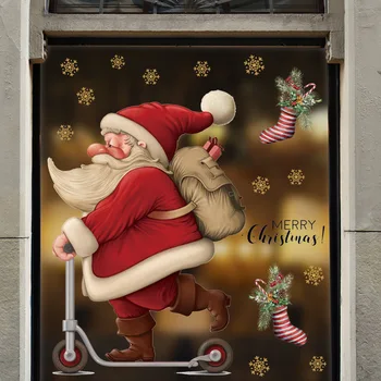 2024 Новые Рождественские Наклейки Снежинка Санта Клаус Снежинка Наклейка На Окно, Дверь Декор Рождественский Навидад Декор для дома Веселое Рождество