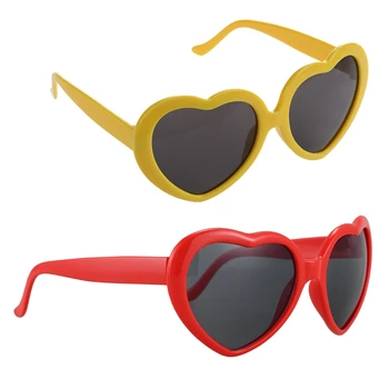 Ретро солнцезащитные очки в форме сердца любви, Лолита, Маскарадный костюм для вечеринки, ЯРКО-красный и летний Солнцезащитные очки в форме сердца любви, желтый