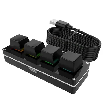Пользовательская клавиатура RGB 4, Макро-ручка, игровая программируемая Механическая клавиатура с горячей заменой для рисования в Photoshop-Черный