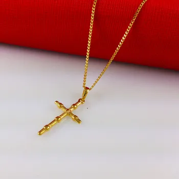 Высококачественное ожерелье с религиозной верой 24k, позолоченное ожерелье с крестом для мужчин и женщин, свадебные украшения для помолвки, подарки