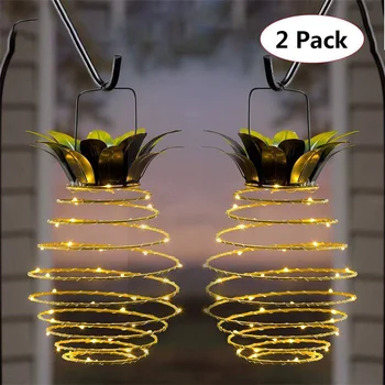 Креативный светодиодный Солнечный садовый светильник в форме ананаса, Наружные Водонепроницаемые Подвесные лампы для газона, Железная художественная атмосфера, Ночник, Домашний декор