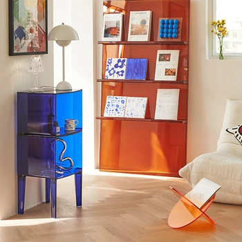 Креативные Прозрачные Тумбочки Итальянская Мебель для спальни Прикроватный столик Скандинавский Шкаф для хранения, Складываемый Шкафчик для гостиной