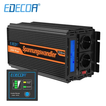 EDECOA 2000 Вт постоянного тока 12 В 24 В переменного тока 220 В 230 В модифицированный синусоидальный инвертор автономный солнечный инвертор 2 кВт автомобильный инвертор