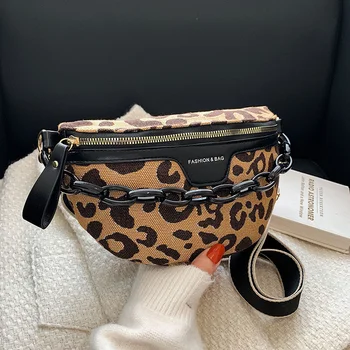 Женская сумка, повседневные сумки через плечо для отдыха, поясные сумки с леопардовым узором, поясные сумки на молнии, бренд Half Moon, роскошная женская поясная сумка
