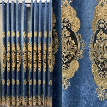 Роскошные европейские шторы для гостиной, столовой, спальни, жаккардовая ткань Синель, вышитая занавеска в европейском стиле