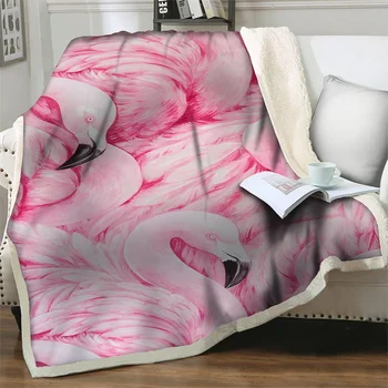 Мягкие плюшевые одеяла с рисунком розового Фламинго с 3D рисунком, покрывала для кроватей, дивана, кресла, Переносные одеяла для путешествий, пикника, легкой стирки, покрывала для ворса.