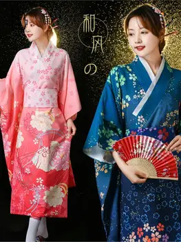 Женские кимоно 2023, Японское кимоно, кардиган, рубашка для косплея, блузка, Японская Юката, женское летнее пляжное кимоно, одежда для фотосъемки