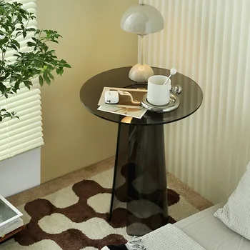 Журнальный столик у кровати в скандинавском стиле, Прозрачный Маленький Акриловый Круглый столик для гостиной, мебель для спальни Salon Mesa, Модный столик Ins