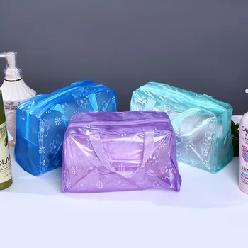 Портативные косметички из прозрачного ПВХ, женская водонепроницаемая косметичка с цветочным рисунком, Дорожная сумка для мытья туалетных принадлежностей, сумка для хранения душа, чехлы