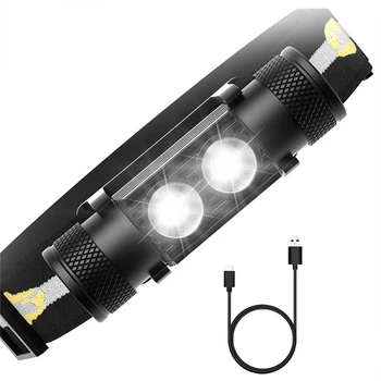 Налобный фонарь 18650 фара dual Luminus SST40 LED 1200lm USB Аккумуляторная лампа