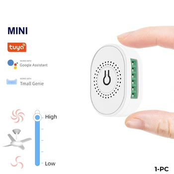 Переключатель скорости вентилятора Tuya Mini, Wi-Fi контроллер потолочного вентилятора, приложение Smart Life, дистанционное управление временем, Голосовое управление Работает с Alexa Google Home
