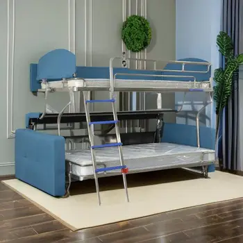 Компактная многофункциональная тканевая складная металлическая софа-двухъярусная кровать для внутренней гостиной, мебели для спальни