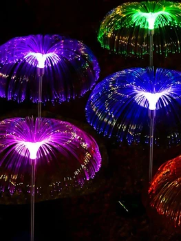 Лампа-медуза из окружающего волокна, наружный ландшафтный цветной свет, солнечный декоративный свет, напольный газонный свет