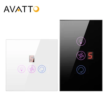 AVATTO Tuya Smart Wifi Вентилятор Выключатель Света ЕС / США Потолочный Вентилятор Выключатель лампы 3 в 1 Приложение Smart Life Работает с Alexa Google Home