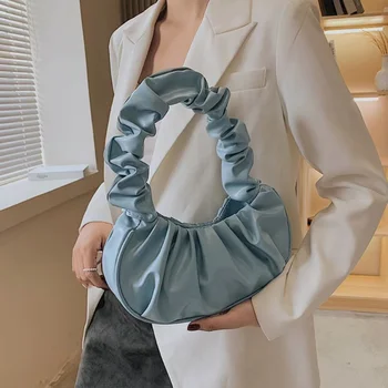 Новая качественная женская сумка известного бренда из искусственной кожи, дизайнерская однотонная сумка подмышками, кошельки Cloud fold, модная женская сумка через плечо